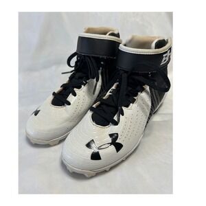 Under Armour Youth Baseball Softball Cleats White Black High Top Size 3.5Y
